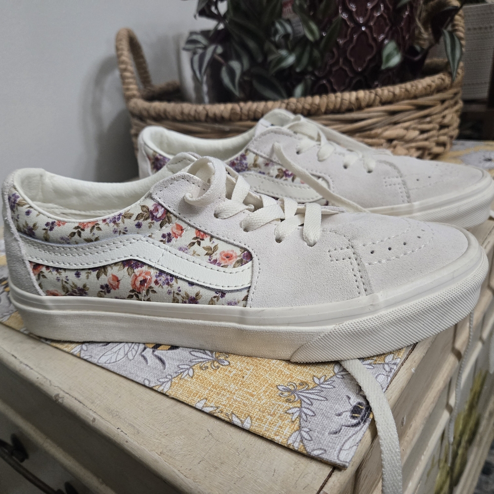 Vans Cream Floral Women's Sneakers